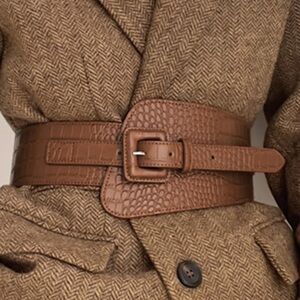 New with no tags Brown Crocodile-Embossed Leather Belt (Selling  Black )- 1 size